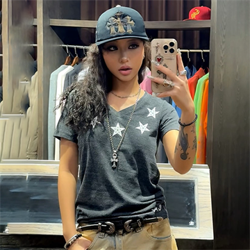 chrome hearts five star graphic v neck short sleeve t-shirt